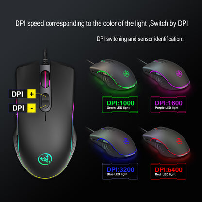 glowing wired mouse