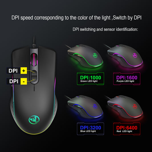 glowing wired mouse
