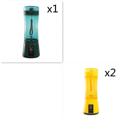 Portable Electric Juicer – USB Mini Blender in green and yellow colors showing two different models.